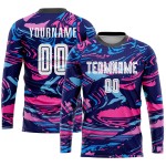 Wholesale men’s 100% polyester football kits – custom name and long-sleeve sublimation design, French style Wholesale men’s 100% polyester football kits – custom name and long-sleeve sublimation design, French style