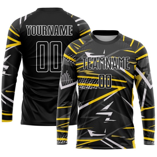 Wholesale men’s 100% polyester football kits – custom name and long-sleeve sublimation design, French style Wholesale men’s 100% polyester football kits – custom name and long-sleeve sublimation design, French style