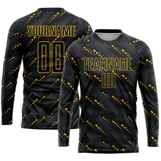 Black-Gold Black Soccer Custom Jersey Sublimation Uniform Black-Gold Black Soccer Custom Jersey Sublimation Uniform